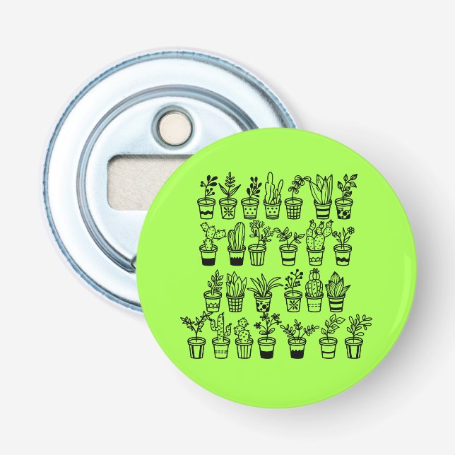 Décapsuleur Cute Doodle Plants in Pots  (Devant)