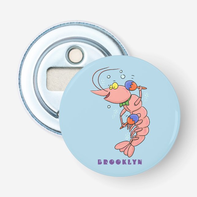 Décapsuleur Cute happy shrimp, dessin animé de crevettes (Devant)