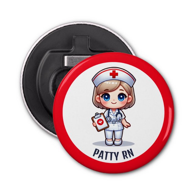 Décapsuleur Cute Manga Blonde Nurse Caricature Personnalisée (Devant)