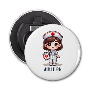 Décapsuleur Cute Manga Brunette Nurse Caricature Personnalisée