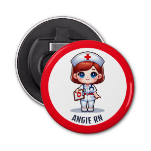 Décapsuleur Cute Manga Redhead Nurse Caricature Personnalisée