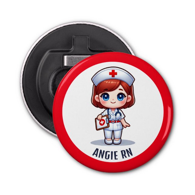Décapsuleur Cute Manga Redhead Nurse Caricature Personnalisée (Devant)