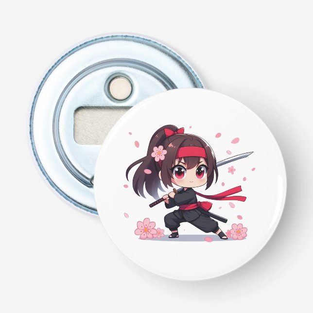 Décapsuleur Cute ninja guerrière fille en fleur (Devant)