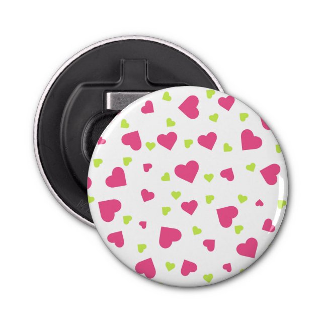 Décapsuleur Cute rose et vert Tumbling Hearts Motif (Devant)