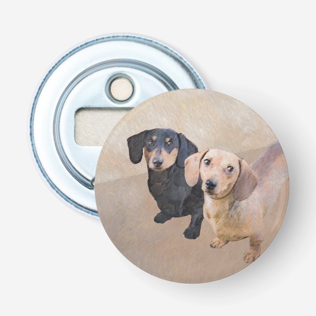 Décapsuleur Dachshund (Smooth) Peinture - Art Chien original (Devant)