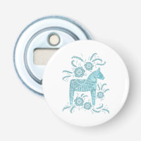 Dala Horse traditionnel Turquoise Bottle Ouvrir