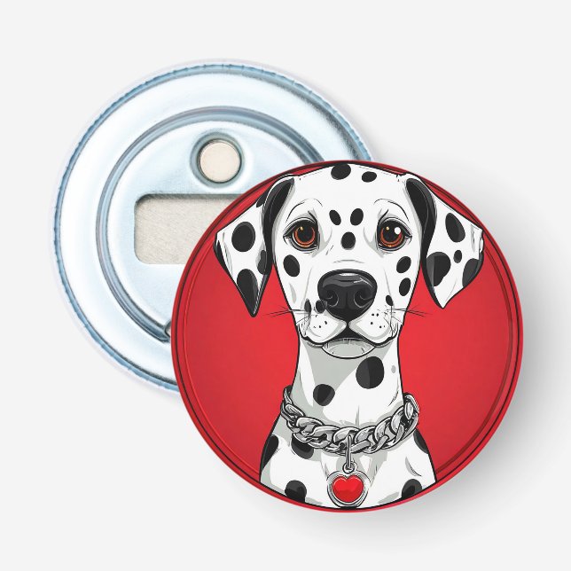 Décapsuleur Dalmatien avec collier à coeur rouge (Devant)