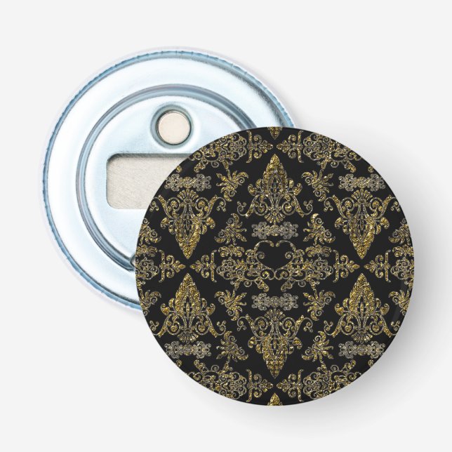 Décapsuleur Damask 06 Black-Gold-Round Bottle Ouverteurs (Devant)