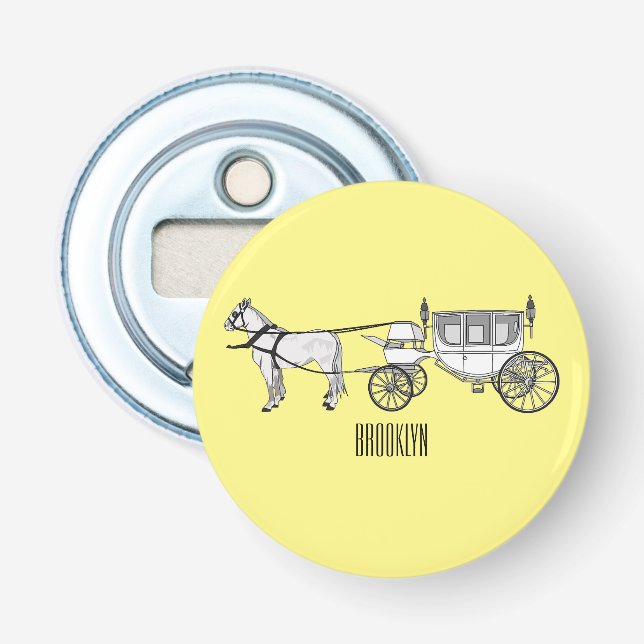 Décapsuleur dessin animé mariage cheval & calèche (Devant)