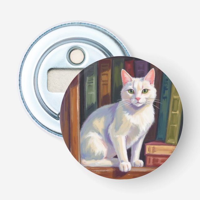 Décapsuleur Dessin de chat blanc (Devant)