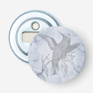 Décapsuleur Dessin de ligne d'oiseau détaillé Art pastel bleu