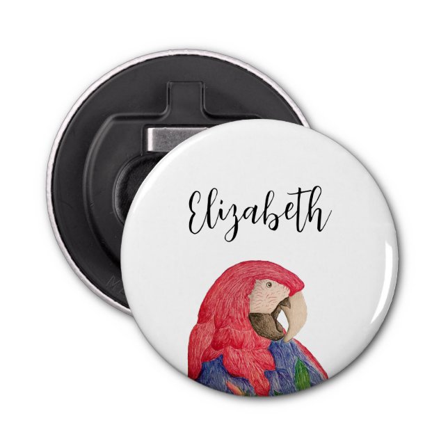 Décapsuleur Dessin de perroquets tropicaux Jungle Macaw (Devant)