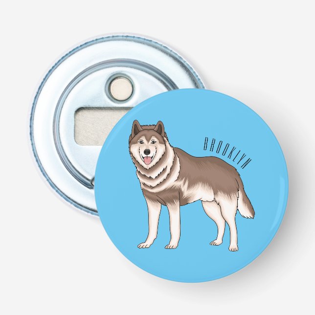 Décapsuleur dessin humoristique sibérien husky (Devant)