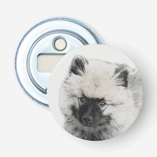 Décapsuleur Dessin Keeshond Chiot - Joli dessin original Chien (Devant)