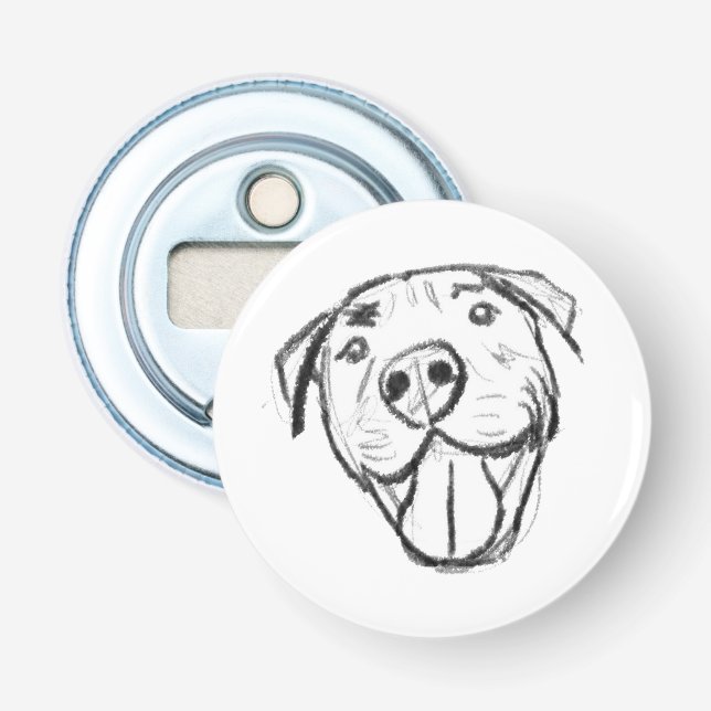Décapsuleur dessin pitbull simple amoureux des chiens noir bla (Devant)