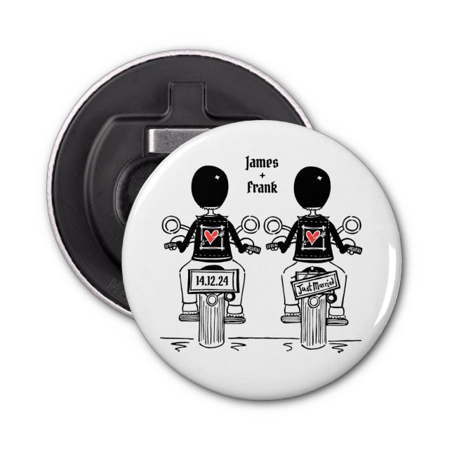 Décapsuleur Deux Chambres Biker Moto Mariage Faveur (Devant)