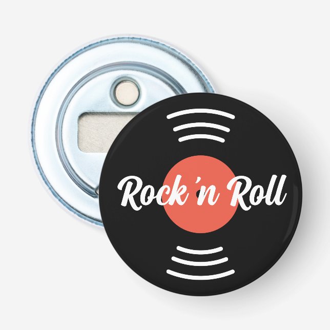 Décapsuleur Disque vinyle Rock 'n Roll Round magnétique (Devant)