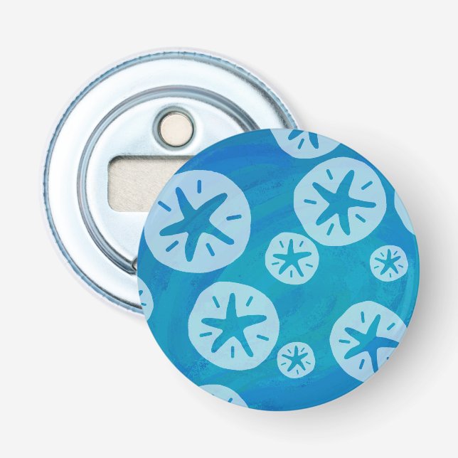 Décapsuleur Dollar de sable blanc et Motif bleu (Devant)
