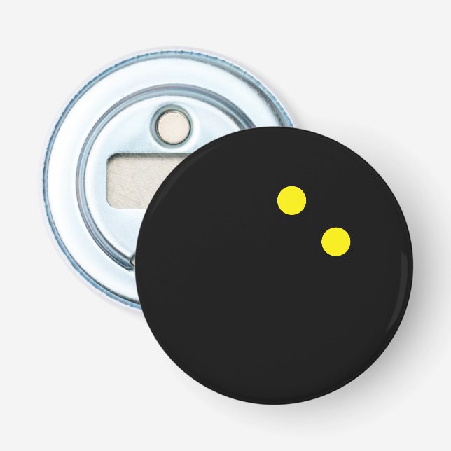 Décapsuleur Double point jaune balle de squash aimant de frigo (Devant)