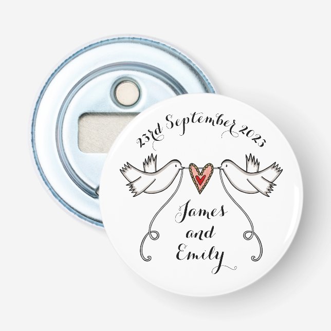 Décapsuleur Doves personnalisées Mariage Bottle Opener Favoris (Devant)