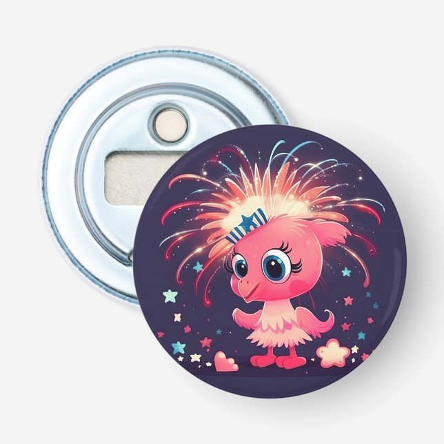 Décapsuleur Drapeau américain avec Flamant rose Cartoon-69218 (Devant)