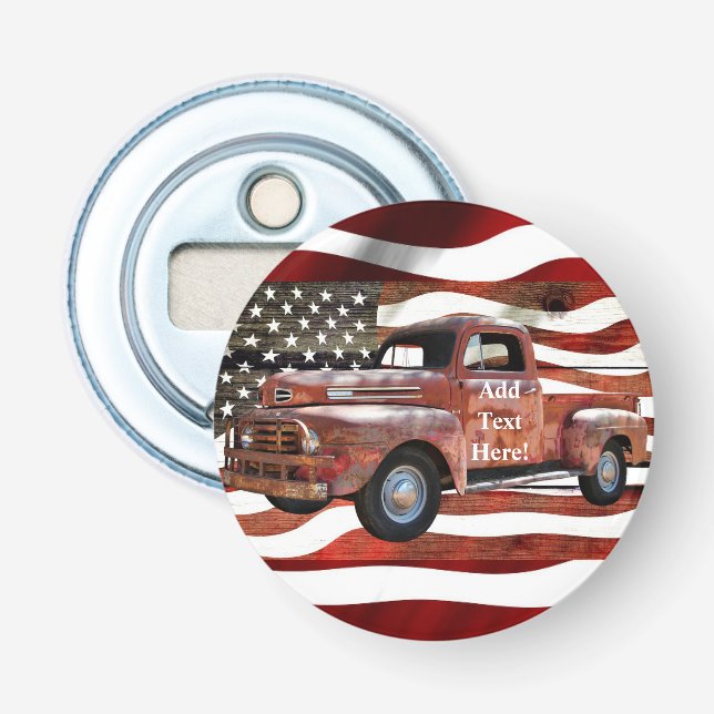 Décapsuleur Drapeau américain vintage Red Truck (Devant)