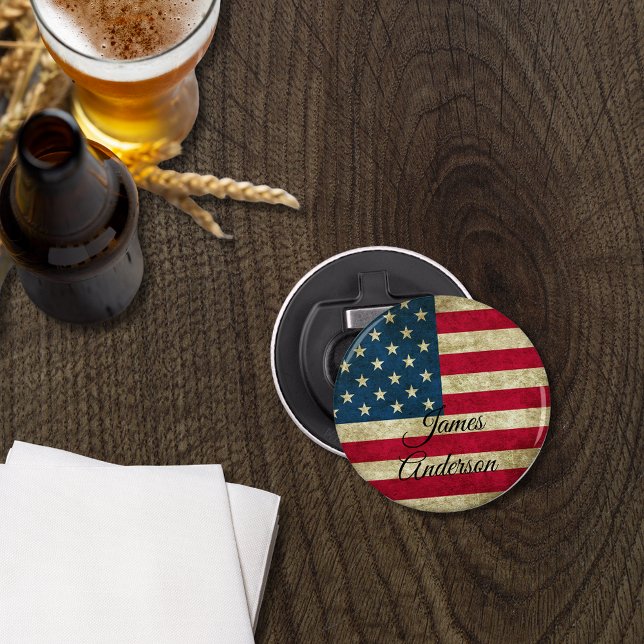 Décapsuleur Drapeau américain vintage USA Patriotique Monogram (Créateur téléchargé)