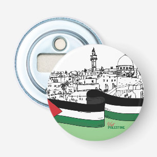 Décapsuleur Drapeau de Palestine et vieilles maisons dessinées