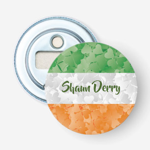 Décapsuleur Drapeau irlandais avec bouteille motif shamrock ou