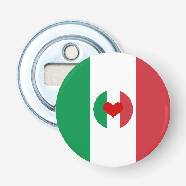 Décapsuleur  Drapeau italien au coeur rouge - fans de mode/spo (Devant)