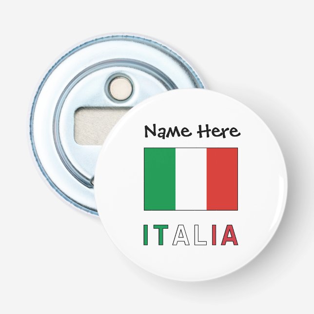Décapsuleur Drapeau Italien Italia Personnalisation Noir  (Devant)