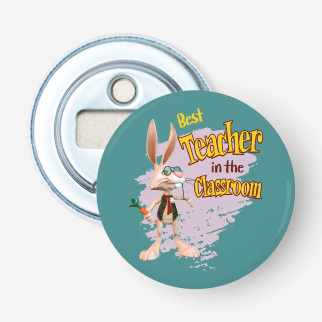 Décapsuleur Drôle de lapin meilleur enseignant de la classe (Devant)