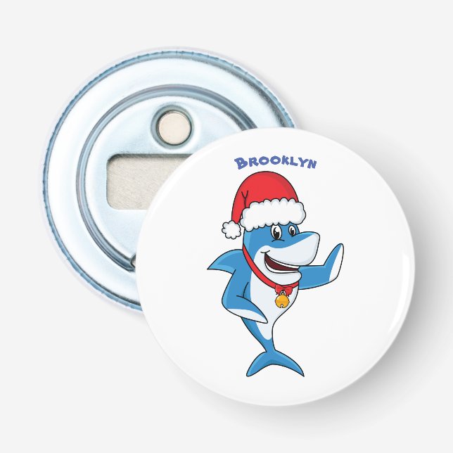 Décapsuleur Drôle dessin animé de requin de Noël (Devant)