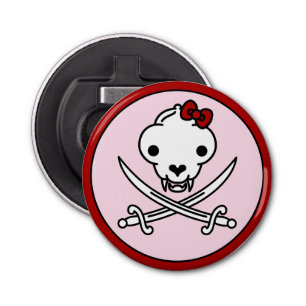 Décapsuleur Drôle Noir Blanc Jolly Kitty Pirate Os crâne