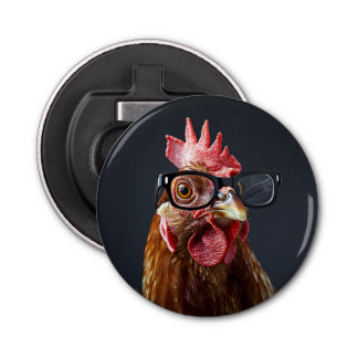 Décapsuleur Drôle poulet portant des lunettes