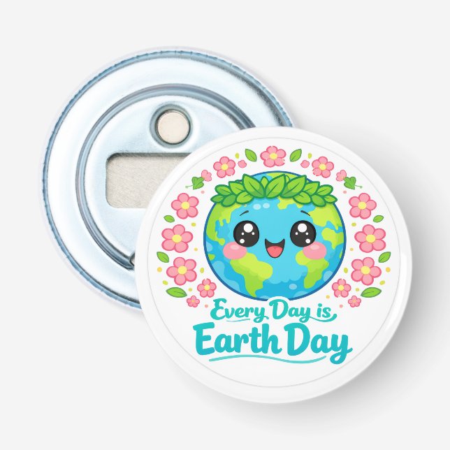 Décapsuleur Earth Day Button Bottle Opener (Devant)
