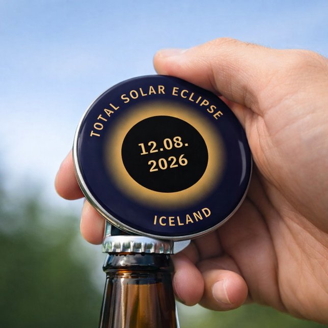 Décapsuleur Éclipse solaire totale 12 août 2026 Islande (Text is editable should you wish to change anything.  Matching items available)
