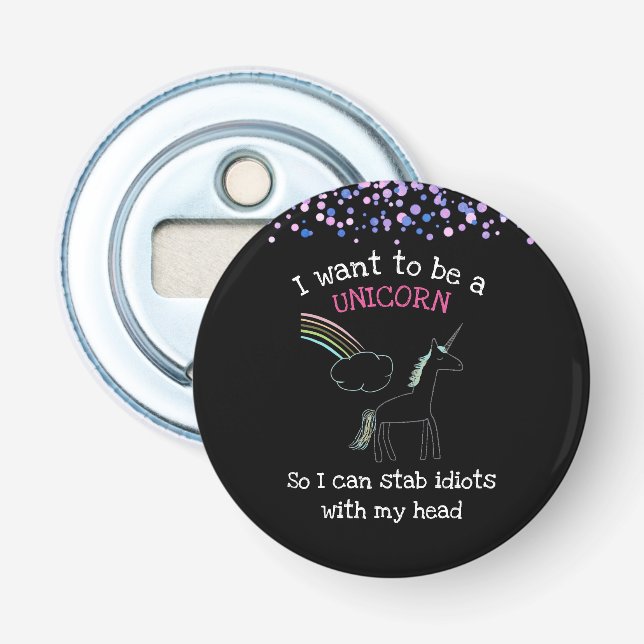 Décapsuleur Edgy Unicorn avec arc en ciel et Confetti Funny (Devant)