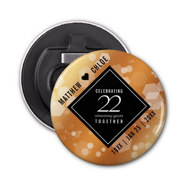 Décapsuleur Élégant 22e anniversaire de Mariage de cuivre (Devant)