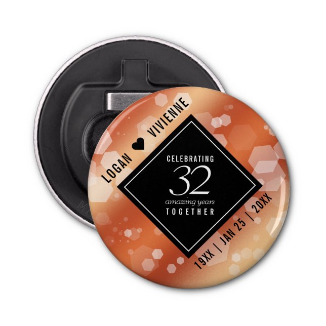 Décapsuleur Élégant 32ème anniversaire de Mariage de bronze (Devant)