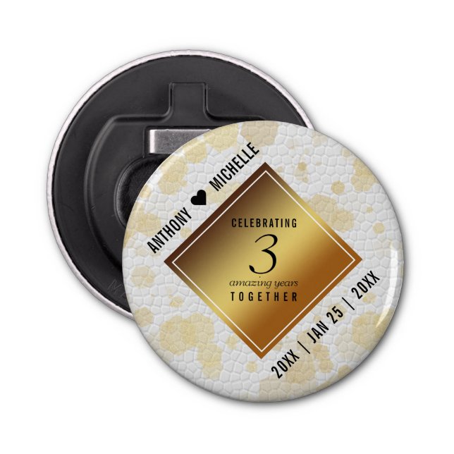 Décapsuleur Élégant 3ème anniversaire de Mariage en cuir (Devant)