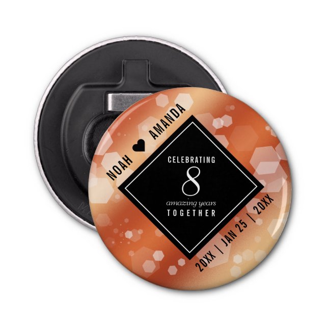 Décapsuleur Élégant 8ème anniversaire de Mariage de bronze (Devant)