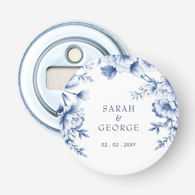 Décapsuleur Elegant Blue Chinoiserie Floral Botanical Wedding (Devant)