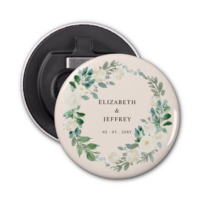 Décapsuleur Elégant Boho été printemps ivoire Mariage floral (Devant)