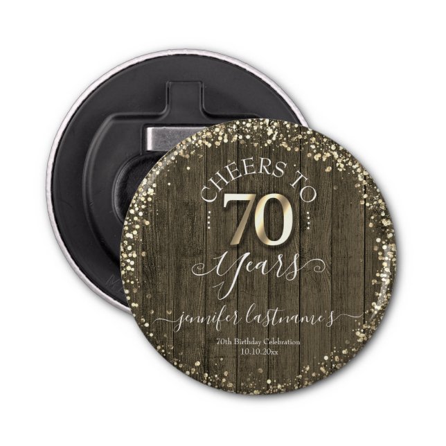 Décapsuleur Elégant Gold 70th Birthday Script Bottle Opener (Devant)