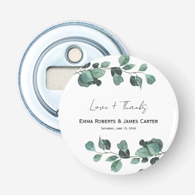 Décapsuleur Elégant Mariage Eucalyptus Bottle Opener (Devant)