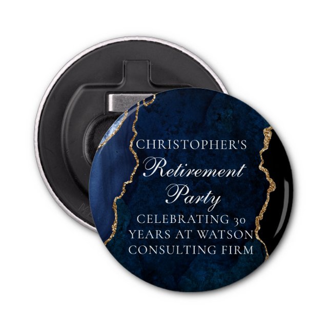 Décapsuleur Elégant Marine Blue Gold Agate Retraite Party (Devant)