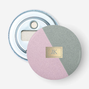 Décapsuleur Élégant Monogramme en cuir rose vert