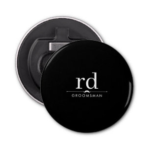 Décapsuleur Élégant Monogramme noir et blanc Groomsmen Cadeau