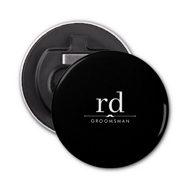 Décapsuleur Élégant Monogramme noir et blanc Groomsmen Cadeau (Devant)